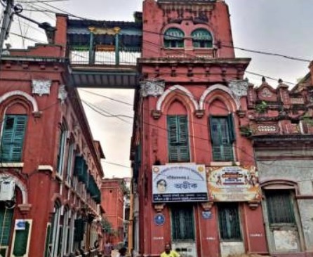 Old red-brick buildings on a Lebutala street