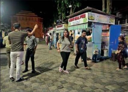 Open-air food stalls in the ground between BF and CF blocks